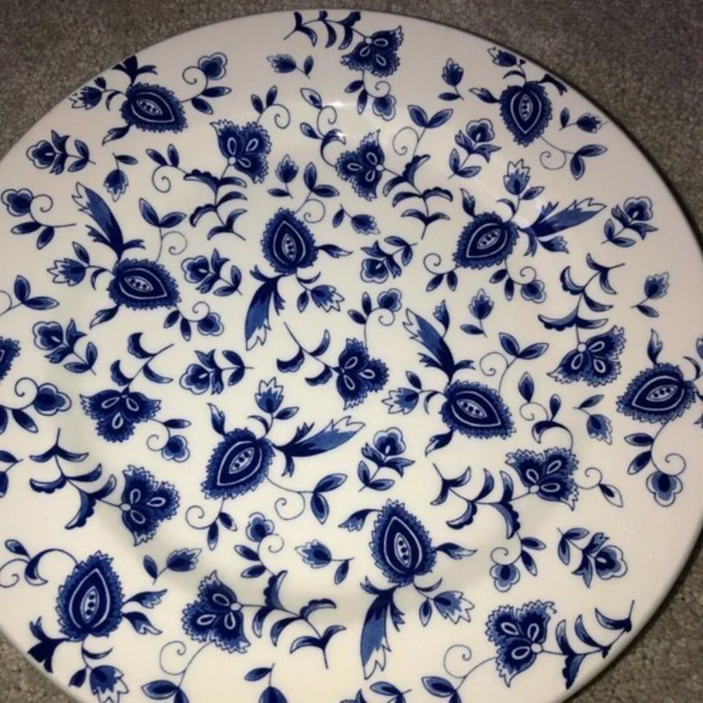 Pier‎ 1 Imports Eliza Earthware Dinner Plate Set (2) blue white